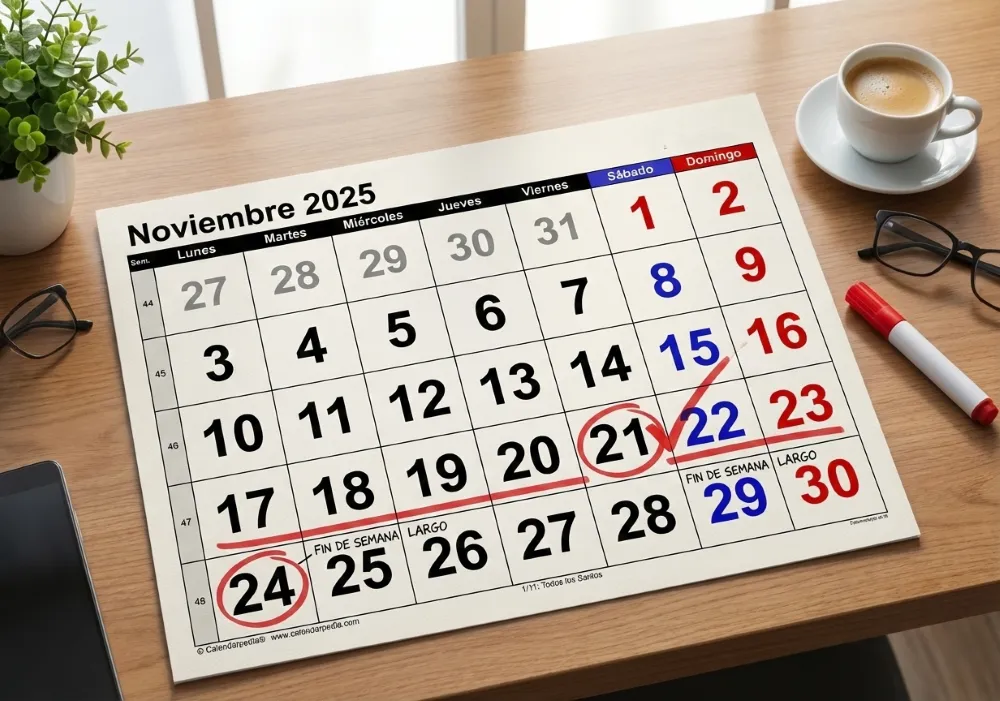 Calendario noviembre 2025