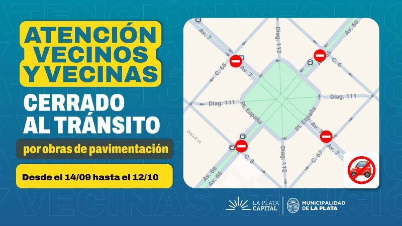 Mapa del corte de tránsito en Plaza España