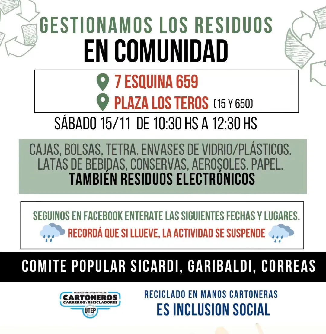 Jornada de recolección de residuos reciclables