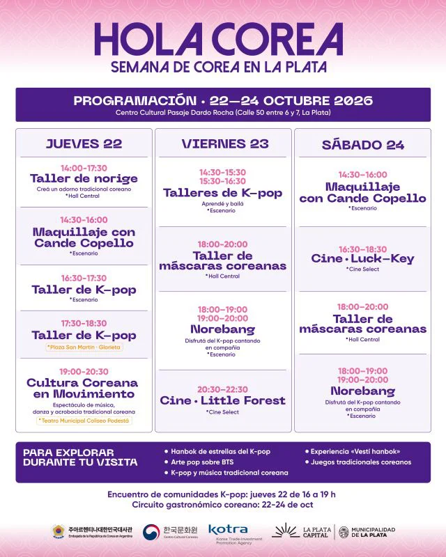 Calendario de actividades (Semana de Corea)