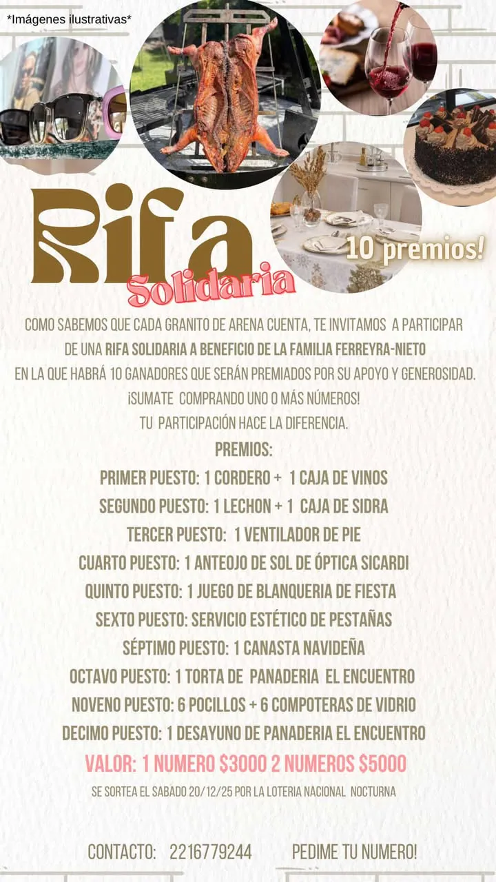 Rifa solidaria para ayudar a una familia